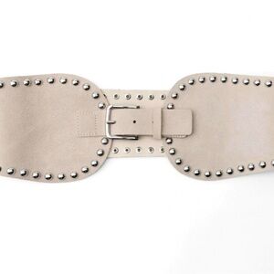 Zara Beige Suede Studded Wide Waist Belt